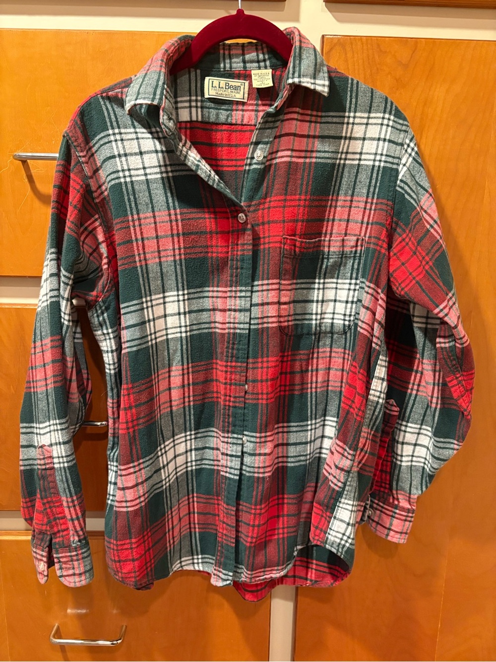 L.L. Bean Vintage Women’s Red & Green Plaid Flannel Shirt